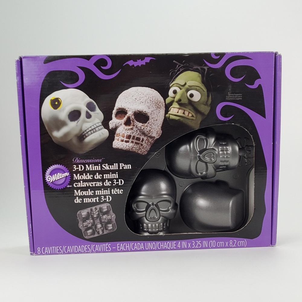 Wilton Dimensions 3-D Mini Skull Pan 8 Cavity Halloween Cake Mold 2105-0607